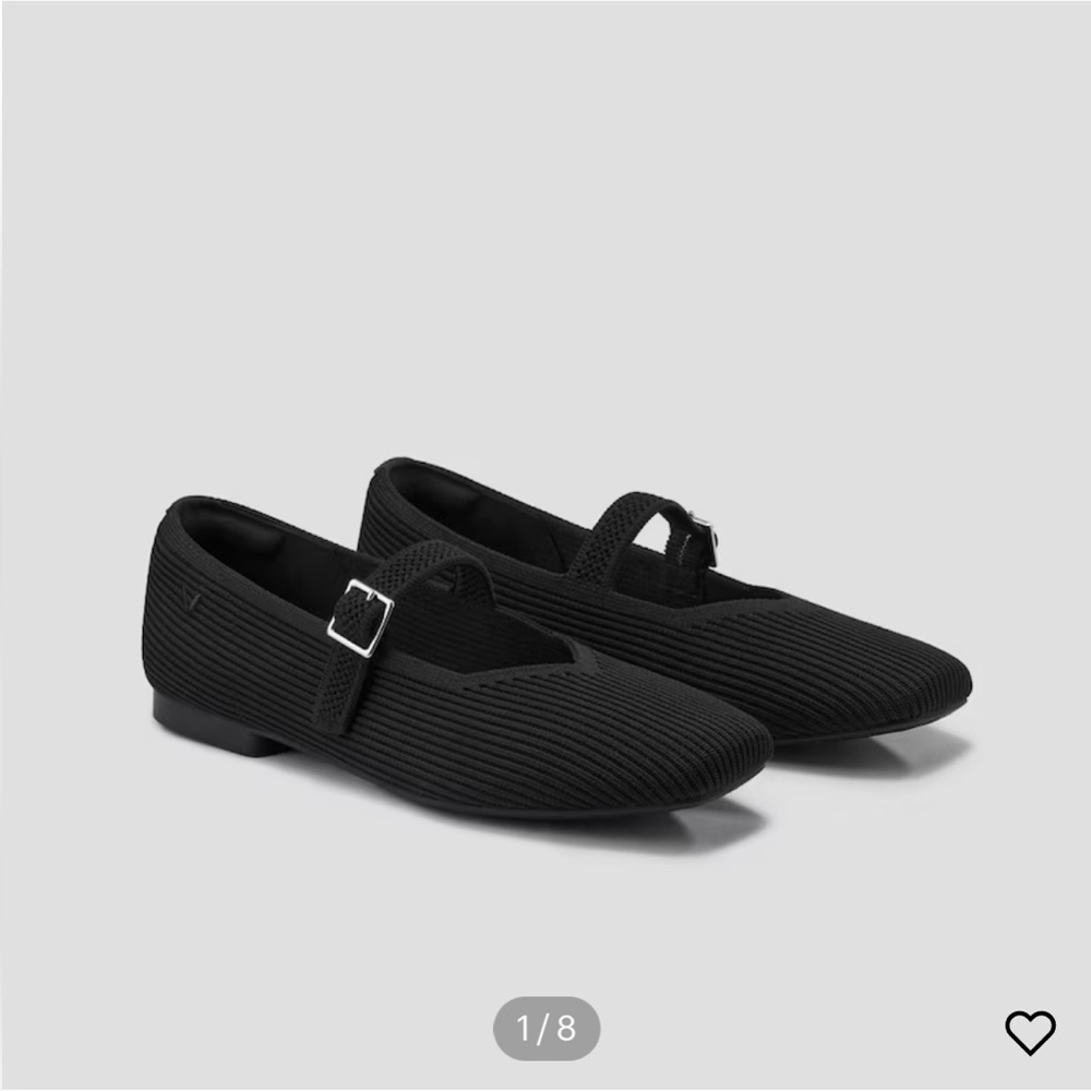 Vivaia Black Margot Mary Jane Square-Toe Flats Size 38 / US 7 or 7.5